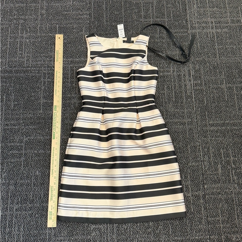 White House Black Market Black and Cream Striped Mini Dress
